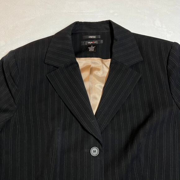 Style & Co. Stripe Stretch Blazer Size 16 Office Professional Workwear Career - Picture 3 of 7